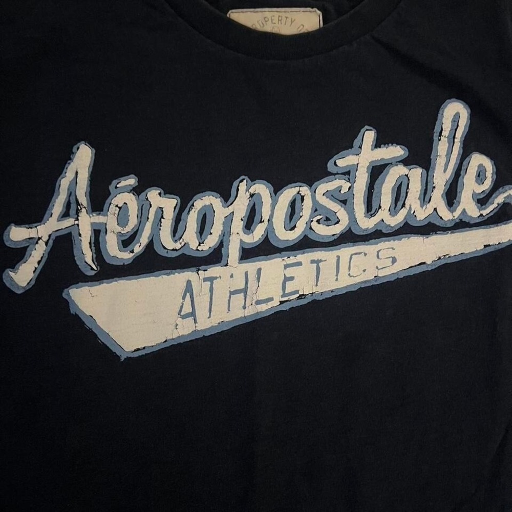 Aeropostale Athletics Mens Gray SpellOut Graphic Tee T-Shirt Size XXL Blue - Picture 3 of 6